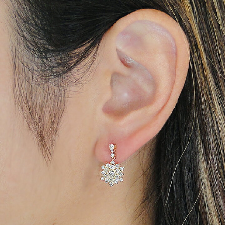 楽天市場】K18YG【1.00ct】ダイヤモンド フラワーモチーフ ピアス 
