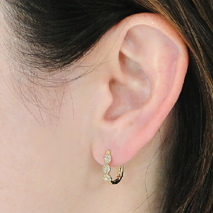 楽天市場】K18YG【0.44ct】フラワーモチーフ ダイヤモンド ピアス 