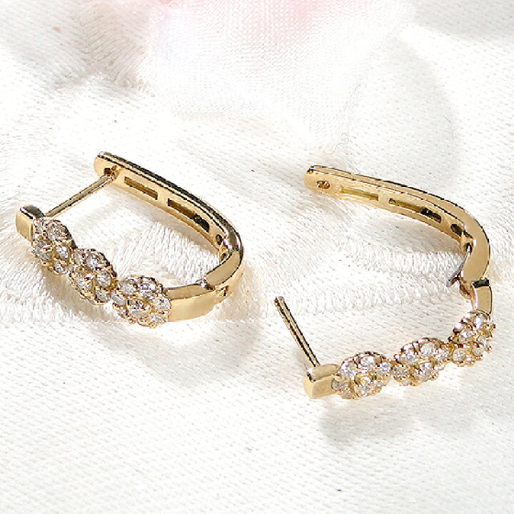楽天市場】K18YG【0.44ct】フラワーモチーフ ダイヤモンド ピアス