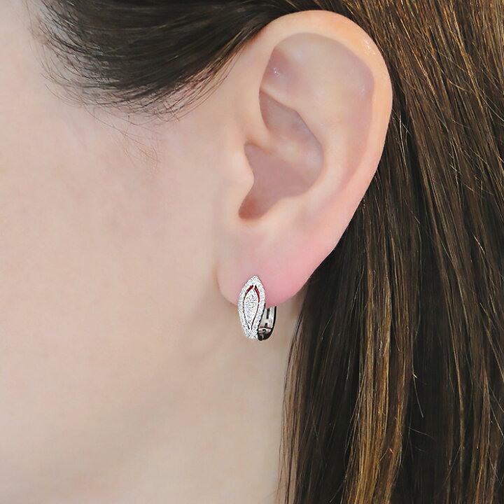 楽天市場】K18YG/WG【0.50ct】中折れ ダイヤモンド フープ ピアス  