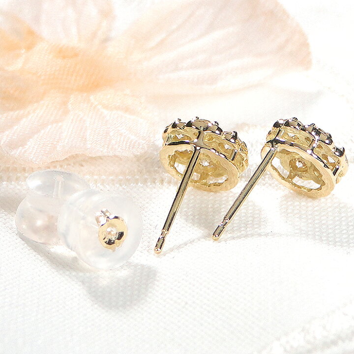 楽天市場】K18YG【0.44ct】フラワーモチーフ ダイヤモンドピアス【送料  