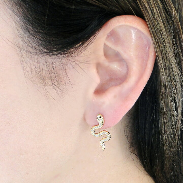 楽天市場】K18YG スネークモチーフ ダイヤモンド ピアス【0.5ct  