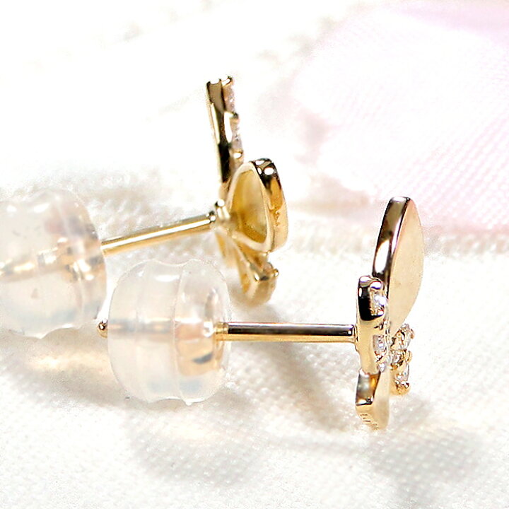 楽天市場】K18YG【0.14ct】ダイヤモンド バタフライピアス【送料無料 