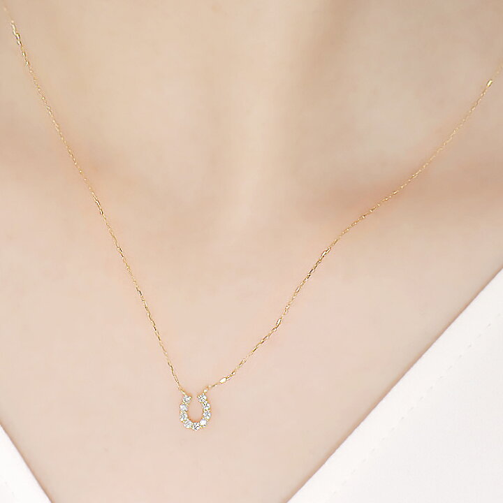 楽天市場】K18YG【0.10ct】ダイヤモンド ホースシュー ペンダント 