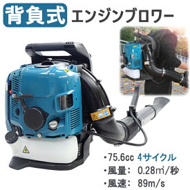 エンジン式 背負式 ブロワーブロアー ブロワ 4サイクル ハイパワー 強力 排気量75.6cc 送風機 庭 雪解け 雪飛ばし 雪かき 掃除機 クリーナー 吹き飛ばし用 掃除 砂 道路 枯葉 公園 歩道掃除