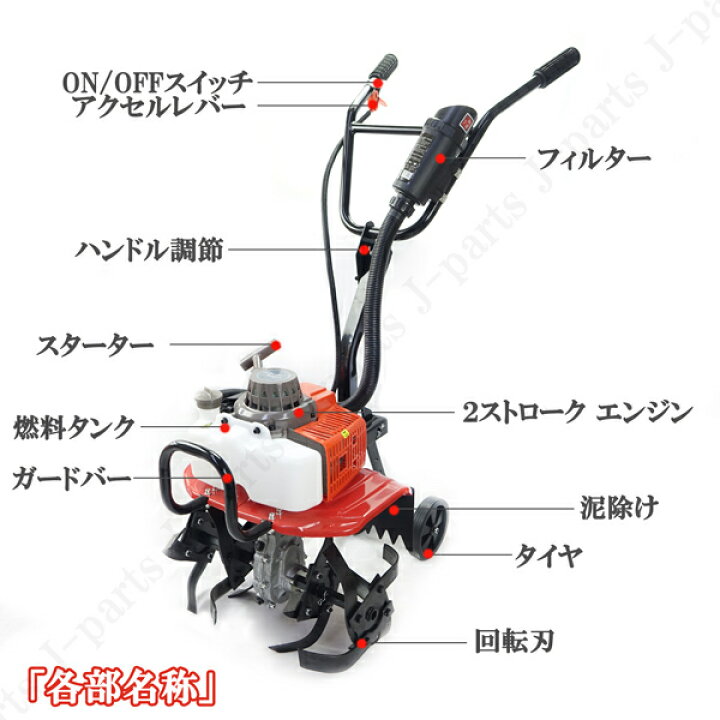 楽天市場】耕うん機 エンジン式 耕運 耕耘 手押し 移動タイヤ付 家庭用 