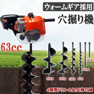 エンジン式 穴掘り機 ウォームギア 逆転 逆回転 2サイクル 63cc アースオーガー ビニールハウスの施工 果…