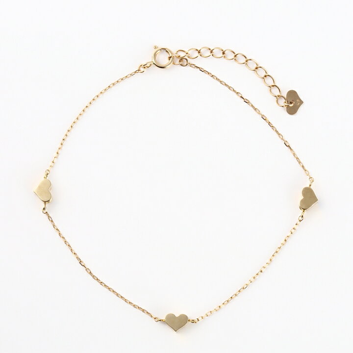 楽天市場】K18 ハート ブレスレット 17cm+3cm アジャスター付き 18金  