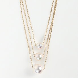 【新着】 K18 アコヤパール 3連 ペンダント ネックレス 18金ゴールド【送料無料】【あす楽対応】【ラッピング無料】