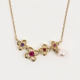 K18 アコヤパール ルビー マルチ ペンダント ネックレス 18金ゴールド【送料無料】【あす楽対応】【ラッピング無料】