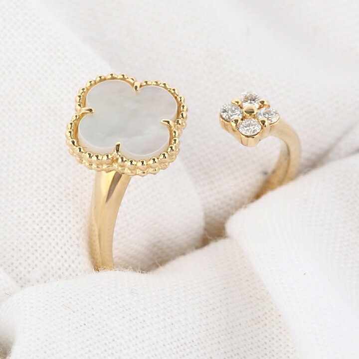 楽天市場】【予約販売】K18 白蝶貝 ダイヤ リング 18金ゴールド【送料  