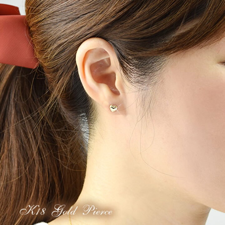 楽天市場】18金 ピアス 18k ハート ピアス 両耳用 K18 ゴールド 