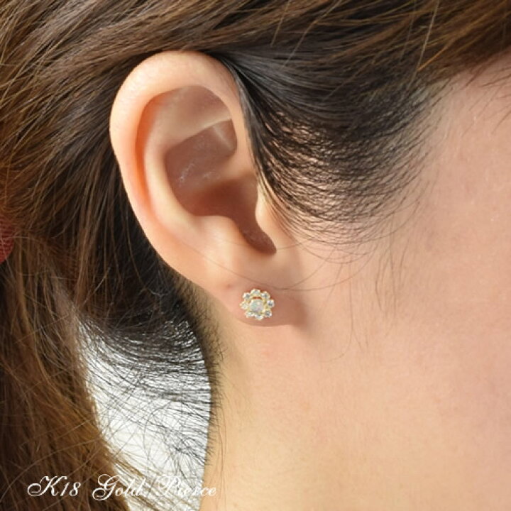楽天市場】18金 ピアス 18k オパール CZ スタッドピアス両耳用 k18 