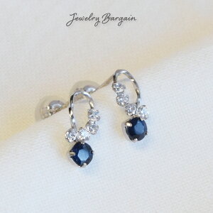 サファイア キュービックジルコニア ピアス 14K ホワイトゴールド 14金 k14 9月誕生石 両耳用レディース 女性用 誕生日プレゼント 妻 母 金属アレルギー 安心 結婚式 お呼ばれ アクセサリー ジ