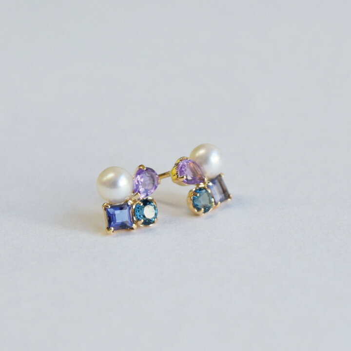 楽天市場】18K ピアス 淡水パール アメジスト ロンドンブルートパーズ 