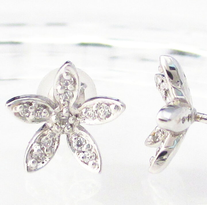 楽天市場】ピアス K10 10金 フラワー ダイヤモンドピアス 花 K10 