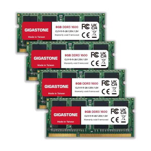 y m[gp\Rp DDR3zGIGASTONE 8GBx4 (32GB Kit) DDR3/DDR3L 1600MHz (1333MHz) PC3-12800 (PC3-10600) CL11 1.35V/1.5V 2Rx8 SODIMM