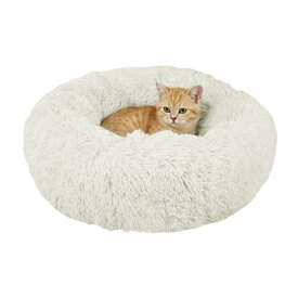犬 ベッド 猫 ベッド ペットベッド【ふわふわ・洗える】ドーナツ型 滑り止め オールシーズン XL 70cm ホワイト