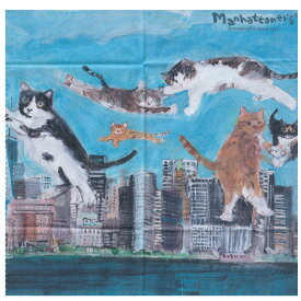 マンハッタナーズ メガネ拭き マイクロファイバー ワイピングクロス MAN-38 マンハッタンの空飛び猫 Manhattaner's 可愛い めがね拭き めがねふき スマホ拭き クリーナー クロス 猫 ねこ ギフト プレゼント