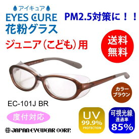 花粉 メガネ 子供用 おしゃれ スポーツ 度付対応！ こども用 AXE アックス アイキュア EC-101J BR ブラウン ポリカーボネート製 黄砂 pm2.5対策 キッズ ジュニア 保護メガネ ゴーグル メール便 送料無料