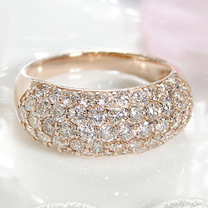 楽天市場】K18YG/PG【1.80ct】豪華ダイヤモンド パヴェ リング【送料  