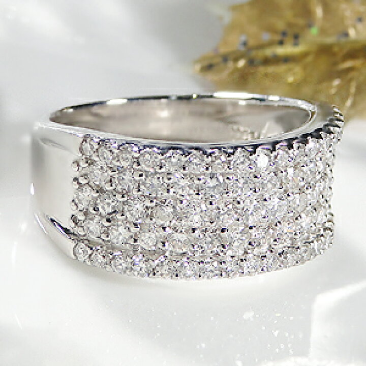 楽天市場】pt900【1.20ct】豪華 5連 ダイヤモンド パヴェ リング【送料  