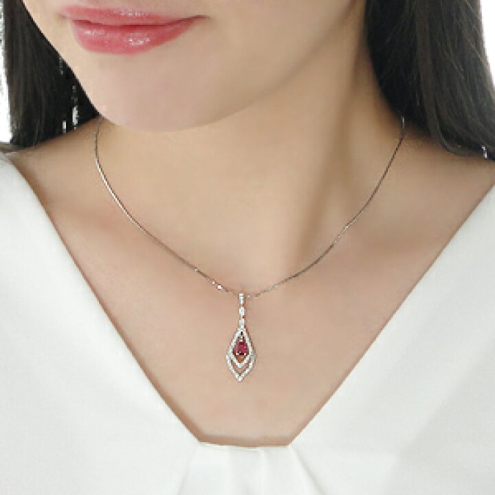 楽天市場】pt900 ペアシェイプ ルビー & ダイヤモンド ネックレスPT  