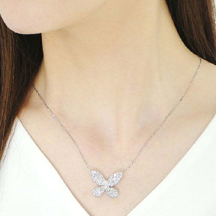 楽天市場】K18WG/YG/PG【2.0ct】バタフライ ダイヤモンド ネックレス 