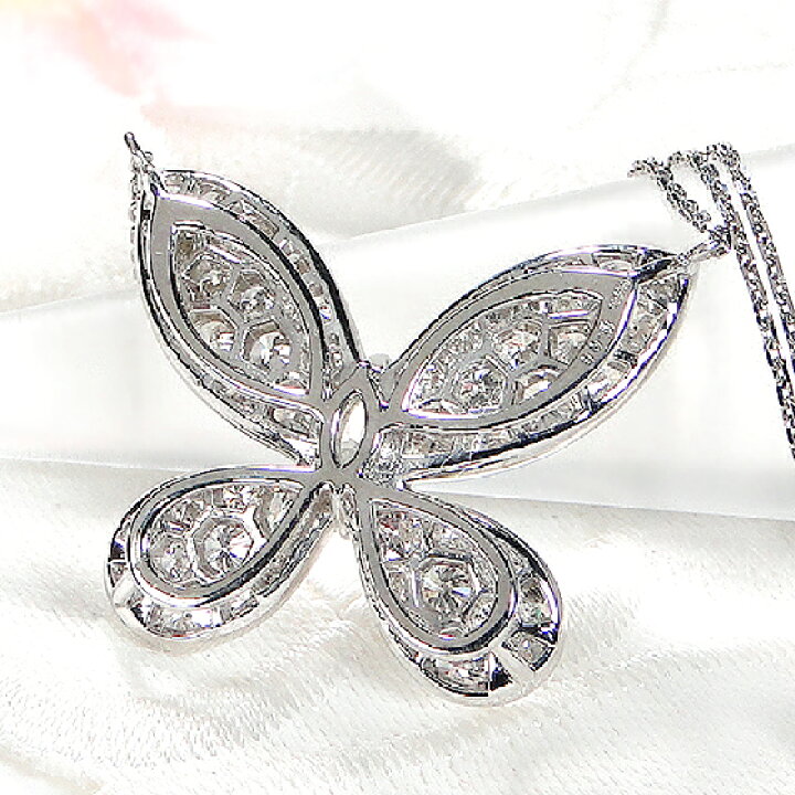 楽天市場】K18WG/YG/PG【2.0ct】バタフライ ダイヤモンド ネックレス 