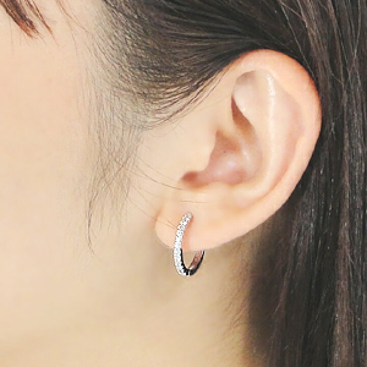 楽天市場】K18YG/WG/PG【0.32ct】ダイヤモンド フープ ピアス 