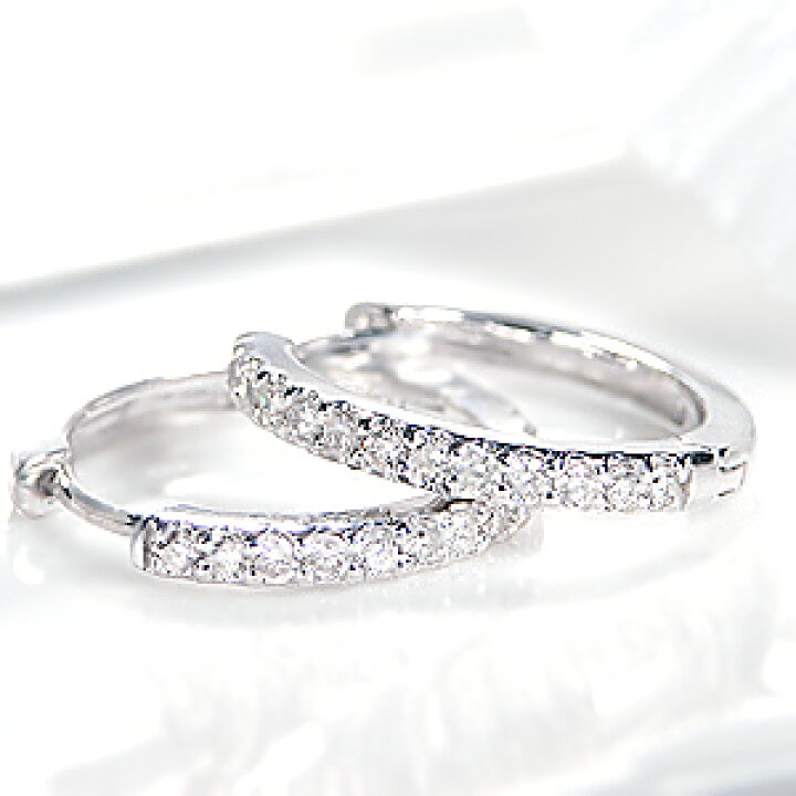 楽天市場】K18YG/WG/PG【0.32ct】ダイヤモンド フープ ピアス 