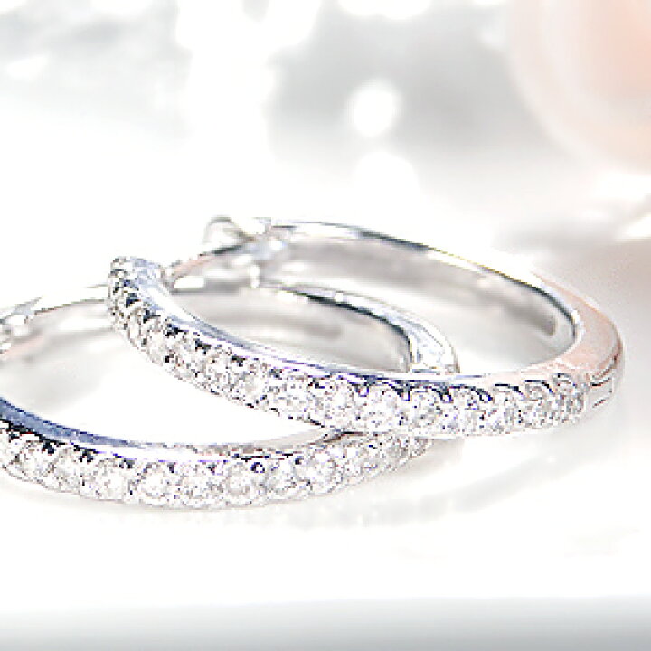 楽天市場】K18YG/WG/PG【0.40ct】ダイヤモンド フープ ピアス  