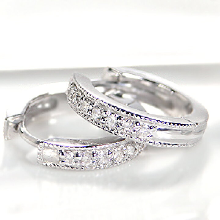 楽天市場】K18YG/WG/PG【0.14ct】ダイヤモンド フープ ピアス 
