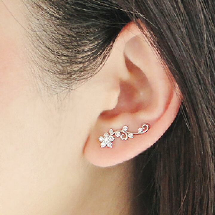 楽天市場】k18WG【0.5ct】2WAY フラワー ダイヤモンド ピアス  