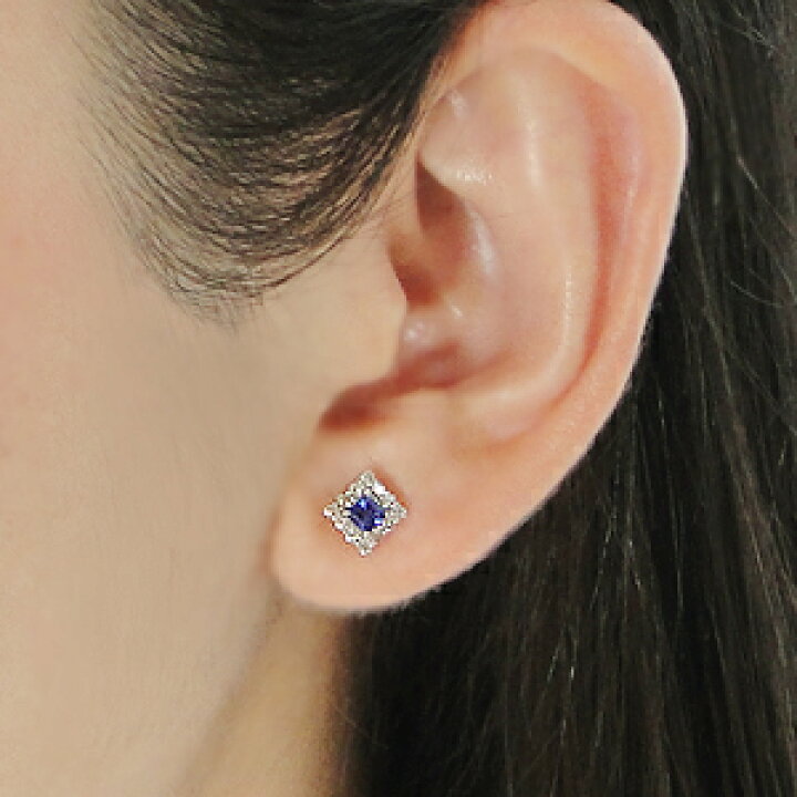 K18WG サファイア ダイヤモンド ピアス 1.32ct D0.34ct SOLD OUT  