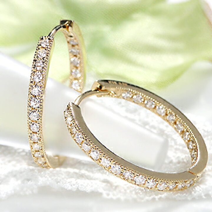 楽天市場】K18YG/WG/PG【0.5ct】ダイヤモンド フープ ピアス  