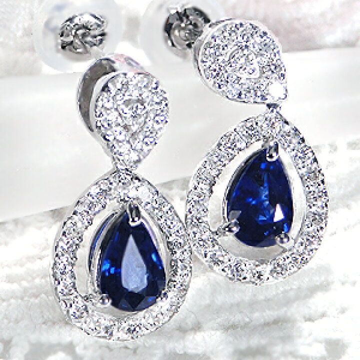 楽天市場】Pt900 ルビー/サファイア ペアシェイプ ダイヤモンド ピアス  