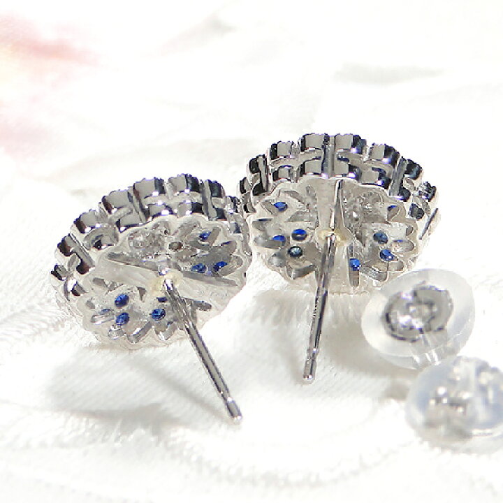 楽天市場】Pt900 サファイア ダイヤモンド ピアス サファイアピアス  