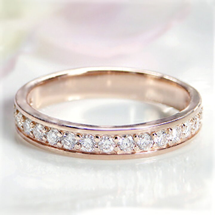 楽天市場】K18PG【0.5ct】ダイヤモンド ハーフエタニティ リング 
