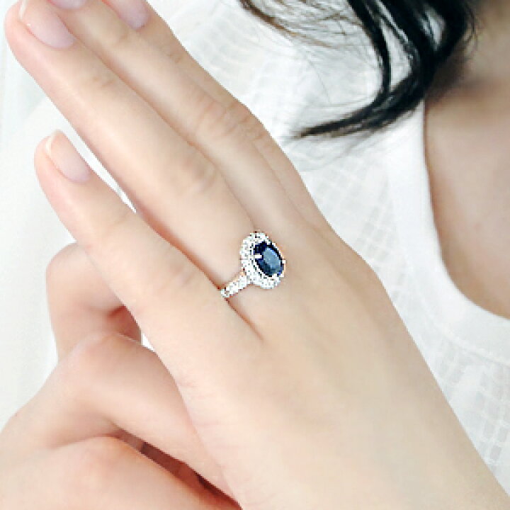 楽天市場】Pt900 ブルーサファイア ＆ ダイヤモンド リング上品 