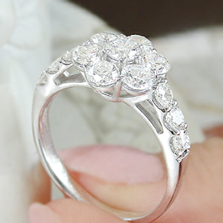 高級 Pt900 ダイヤモンド 1.01ct フラワー 花 ダイヤ リング 指輪 楽天 