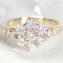 K18YG/PG【1.50ctUP】ダイヤモンド フラワー リングジュエリー　指輪 リング　18k 18金 人気 可愛い ダイヤ 1ct 1カラット 大粒 フラワー 花 ダイア 4月誕生石 プレゼント 送料無料　刻印無料　品質保証書 代引手数料無料 ブライダル