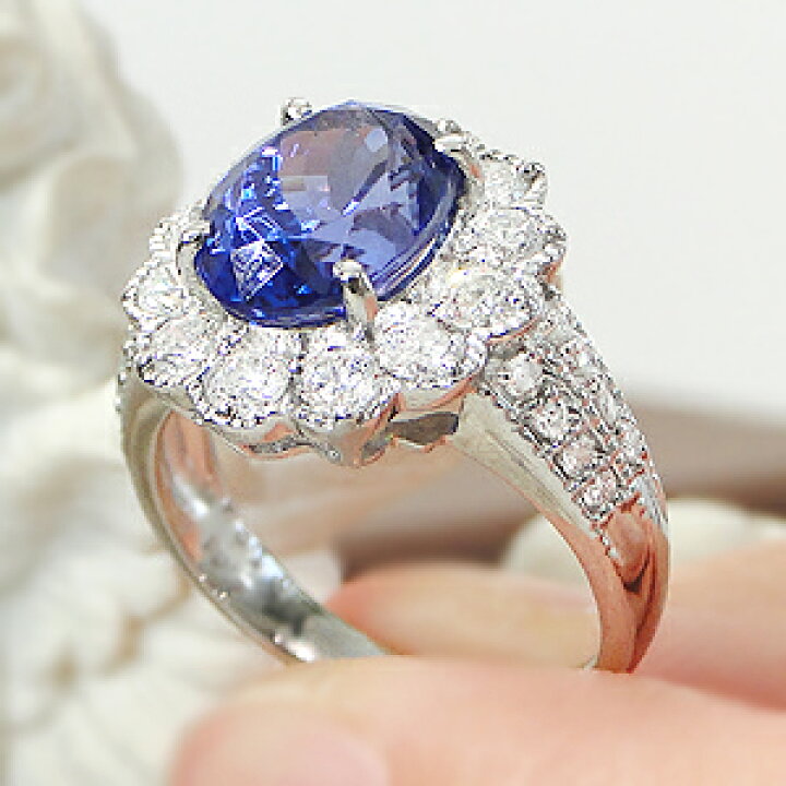 楽天市場】pt900 タンザナイト ＆ ダイヤモンド アンティーク リング  