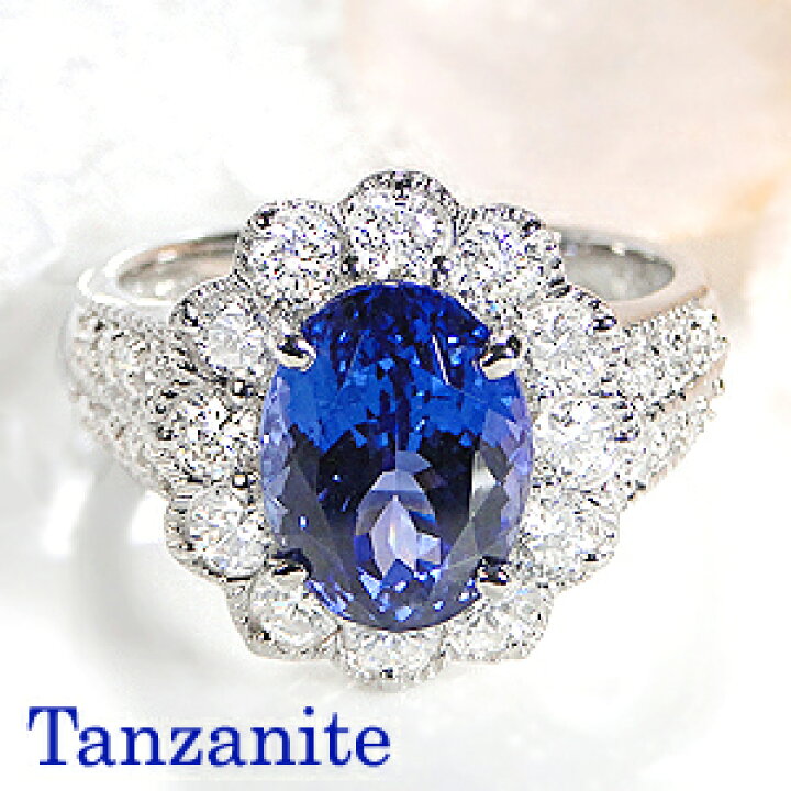 楽天市場】pt900 タンザナイト ＆ ダイヤモンド アンティーク リング  