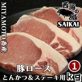 父の日 敬老の日 長崎県 秘宝 西海の豚 とんかつ ステーキ用ロース肉 1kg(500g×2パック) 1kgあたり6,200円