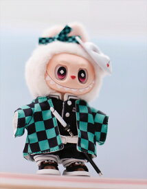 ぬいぐるみ用服 Labubu服 ラブブ服 着物 ぬいぐるみ用 ぬい撮り 和服 コスチューム 衣装 和装 かわいい 小物 鬼退治 鬼殺隊 鬼滅の刃風 日輪刀 コスプレ アニメ きつねのお面 推し活 グリーン オレンジ プレゼント 撮影 ギフト 人気 着せ替え 17cm 7点セット 180lbbw02