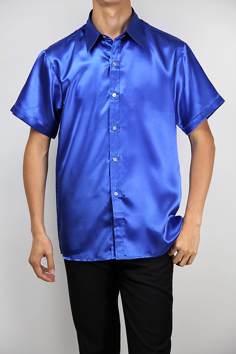 楽天市場】サテンシャツ 半袖 4色 XXS〜3Lサイズ ワイシャツ ドレス