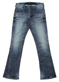 BLUEWAY:ソリッドストレッチデニム・セミブーツカットジーンズ（ハードビンテージ）:M1882-5504 S-LL ブルーウェイ ジーンズ フレア メンズ デニム 裾上げ 日本製
