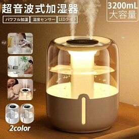 ＼期間限定 交換フィルター無料GET！／加湿器 大容量 超音波式 デュアル噴霧口 3.2L スチーム式加湿器 自動停止機能 加湿機 おしゃれ 上から給水 省エネ エコ 湿度表示 シンプル 長時間加湿 クリスマス