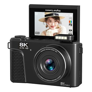 �y��2025�V��o�ꁚ�z�f�W�J�� WIFI�Ή� �f�W�^���J���� �J���� �C�w���s �ъԊw�Z 180�x��] �R���f�W 8K ���{���`�b�v 8800����f �X�}�z�ɑ���� 64GBSD�J�[�h�t�� 18�{�Y�[�� �I�[�g�t�H�[�J�X